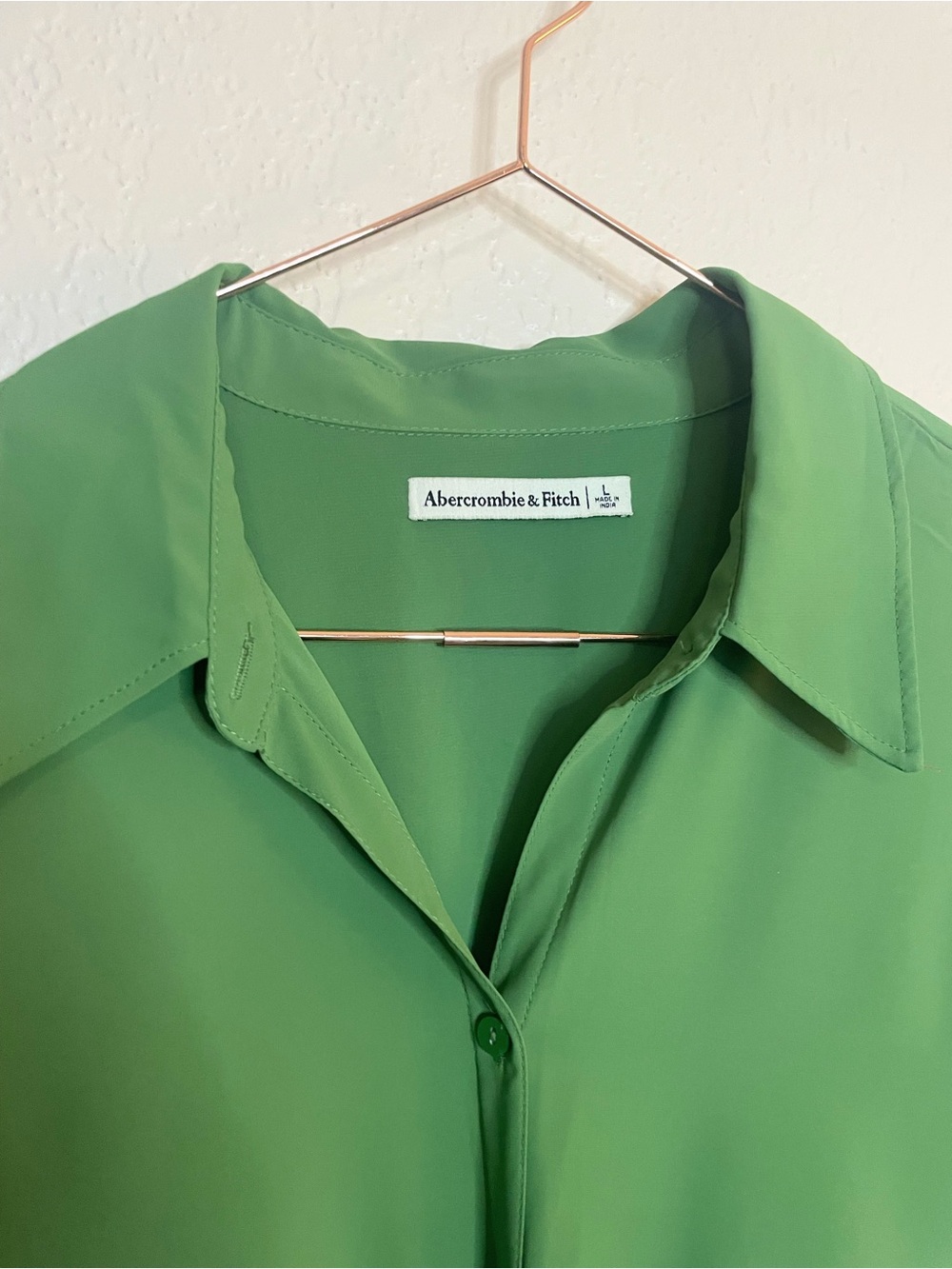 Abercrombie & Fitch Long Sleeve Twist Front Green Mini Shirt Dress L - Picture 6 of 10